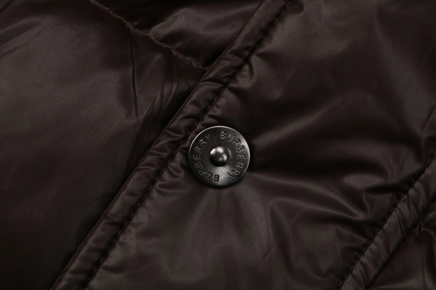 Burberry Matte Hooded Down with Arm Patch Jacket #2505 Brown Button