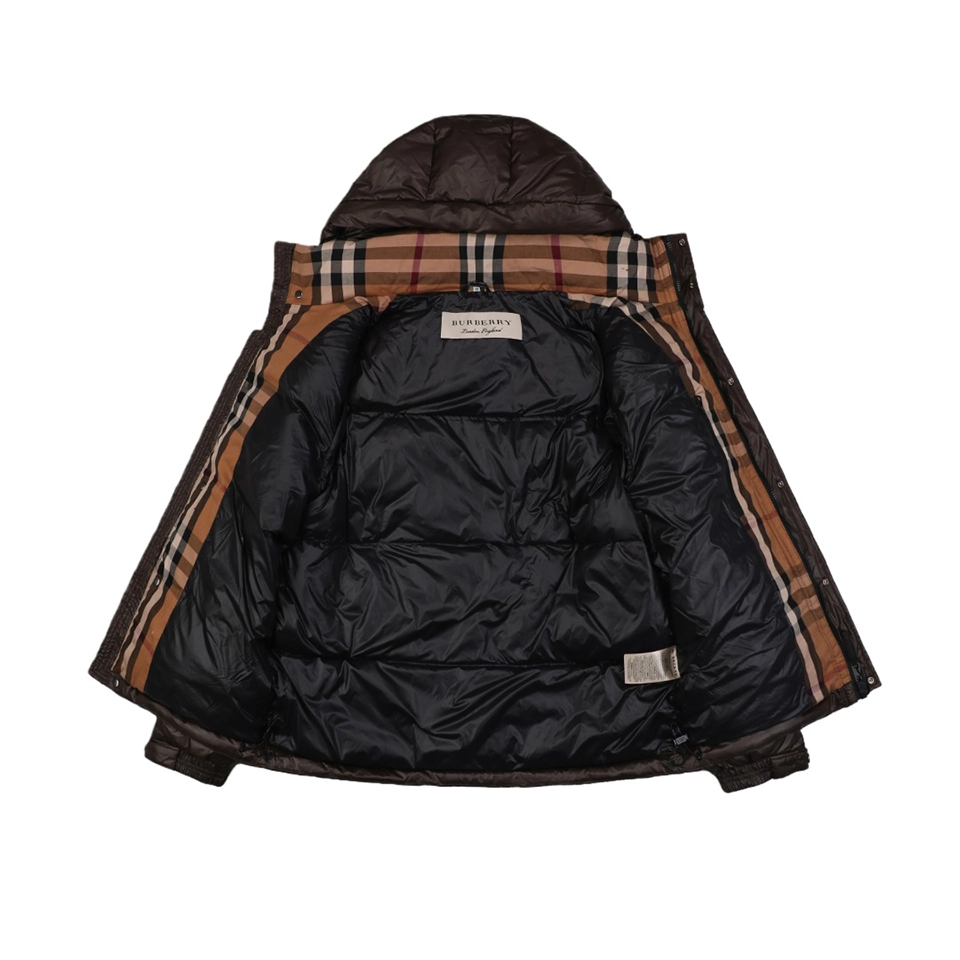 Burberry Matte Hooded Down with Arm Patch Jacket #2505 Brown Lining