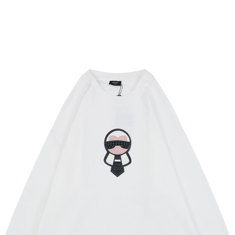 F Karl Lagerfeld Patch Embroidered Crewneck Sweatshirt White
