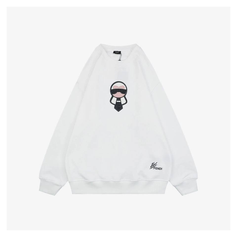 F Karl Lagerfeld Patch Embroidered Crewneck Sweatshirt White Front view