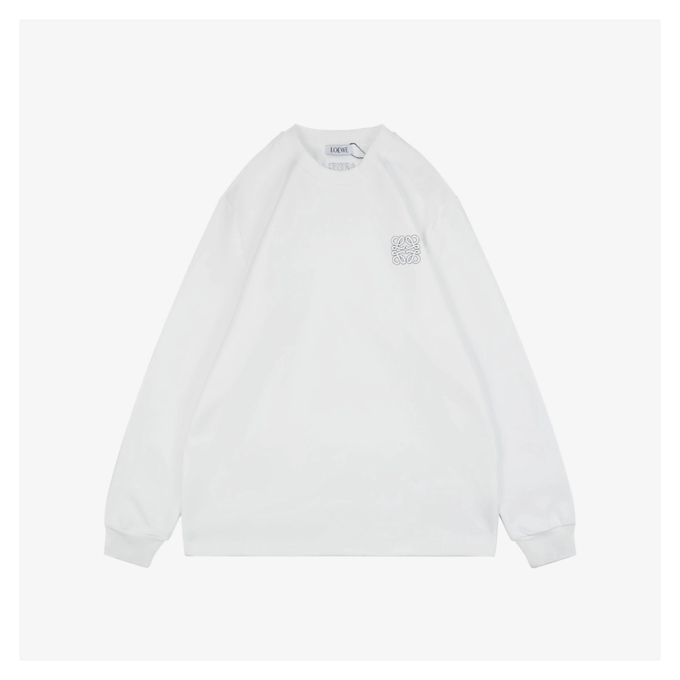 L Anagram Embroidered Cotton Sweatshirt White Front view