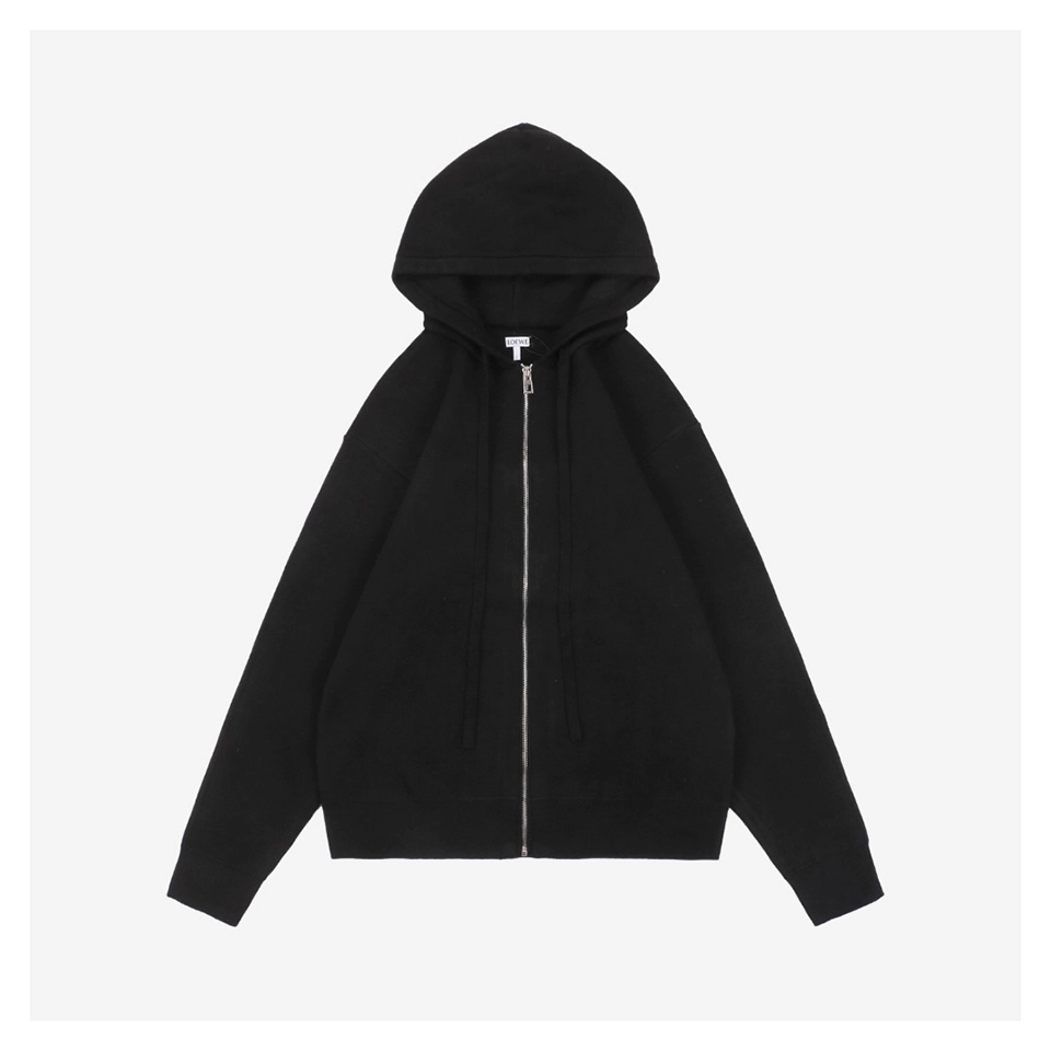 L Back Embossed Anagram Wool Hoodie Jacket Front view