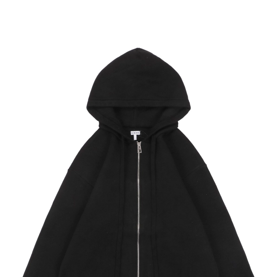L Back Embossed Anagram Wool Hoodie Jacket