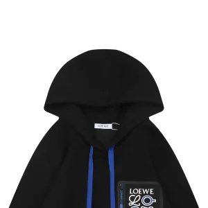 L ON Logo Patch Pocket Hoodie Black
