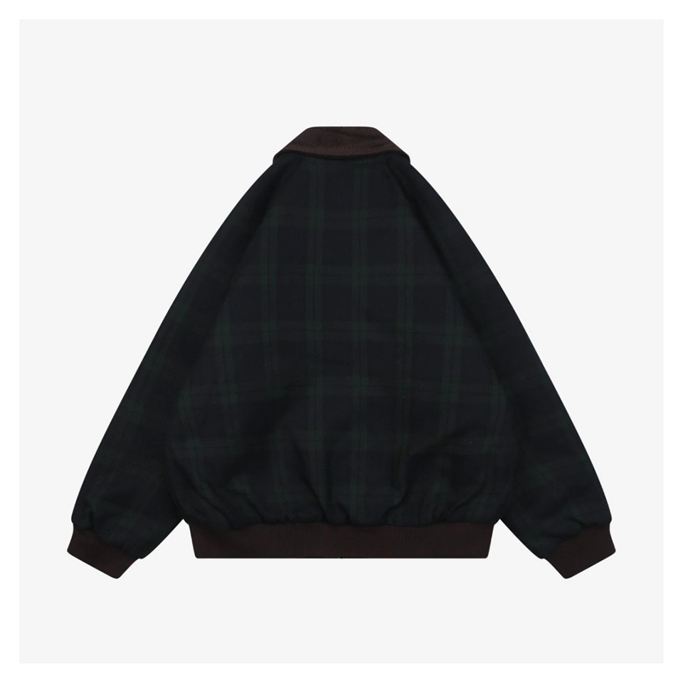 MM Dark Green Plaid Quilted Padded Jacket Back view