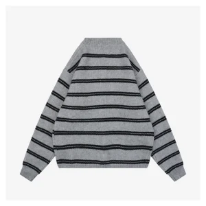 MM Grey and White Striped Knit Cardigan Back view