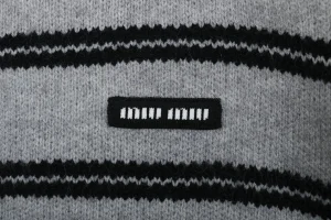 MM Grey and White Striped Knit Cardigan Brand