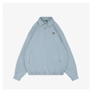 MM Striped Denim Logo Embroidered Jacket Front view