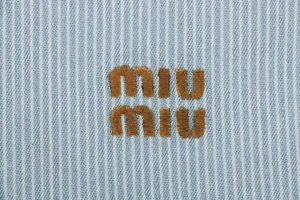 MM Striped Denim Logo Embroidered Jacket Brand