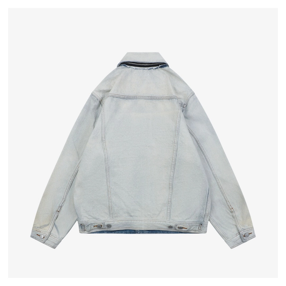 Maison Margiela Detachable Collar Vintage Wash Denim Jacket Back view