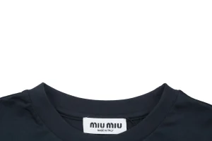 Miu Miu Minimal Logo Embroidered Shirt Collar