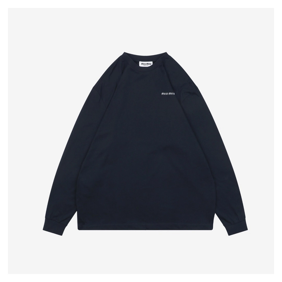 Miu Miu Minimal Logo Embroidered Shirt Front view