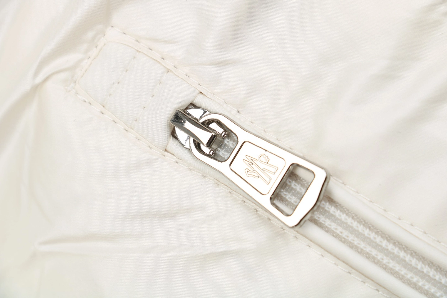 Moncler Bouvaque Tricolor Stripe Stand Collar Down Jacket White Zipper puller
