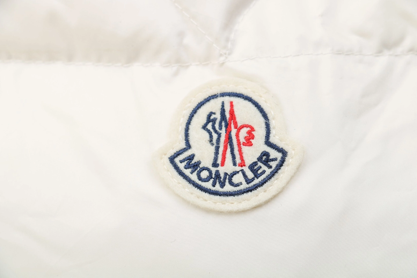 Moncler Bouvaque Tricolor Stripe Stand Collar Down Jacket White Brand label