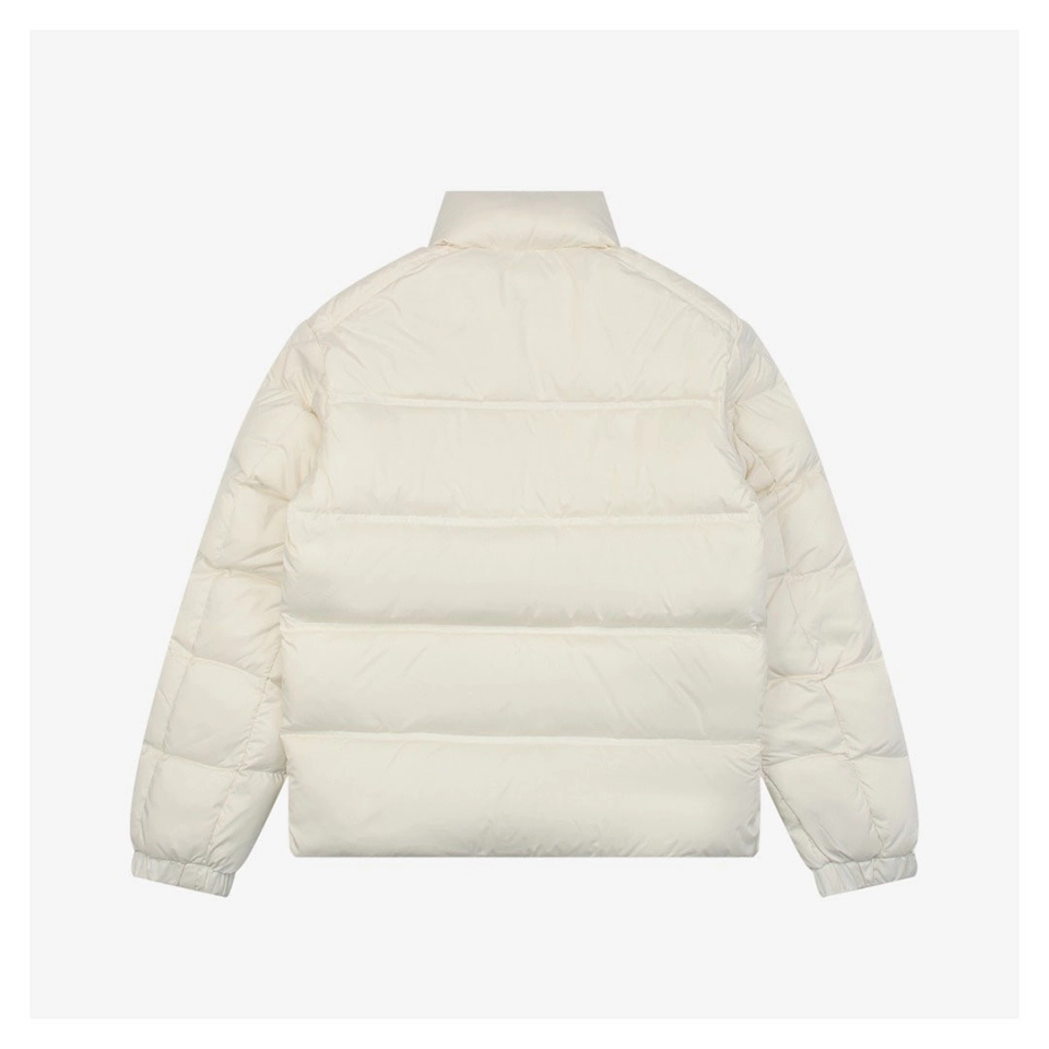 Moncler Bouvaque Tricolor Stripe Stand Collar Down Jacket White Back view