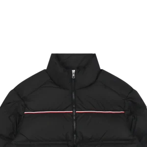 Moncler Bouvaque Tricolor Stripe Stand Collar Down Jacket Black