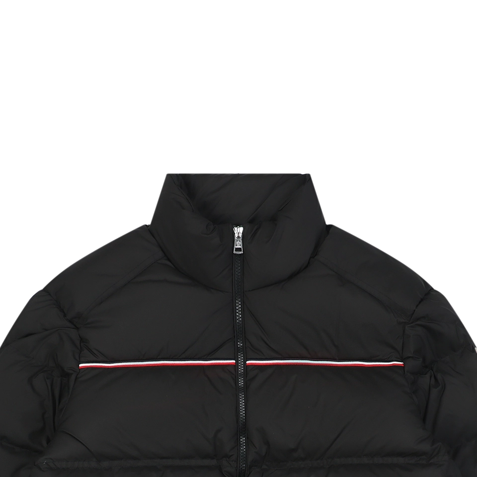 Moncler Bouvaque Tricolor Stripe Stand Collar Down Jacket Black