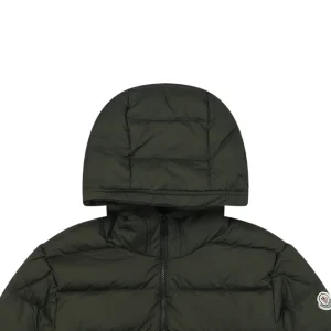 Moncler Ribbed Panel Arm Logo Hooded Down Jacket #MT-188 Green