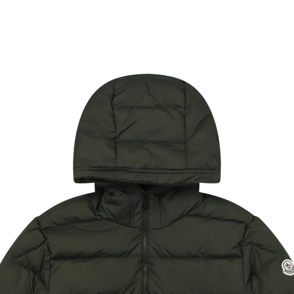 Moncler Ribbed Panel Arm Logo Hooded Down Jacket #MT-188 Green