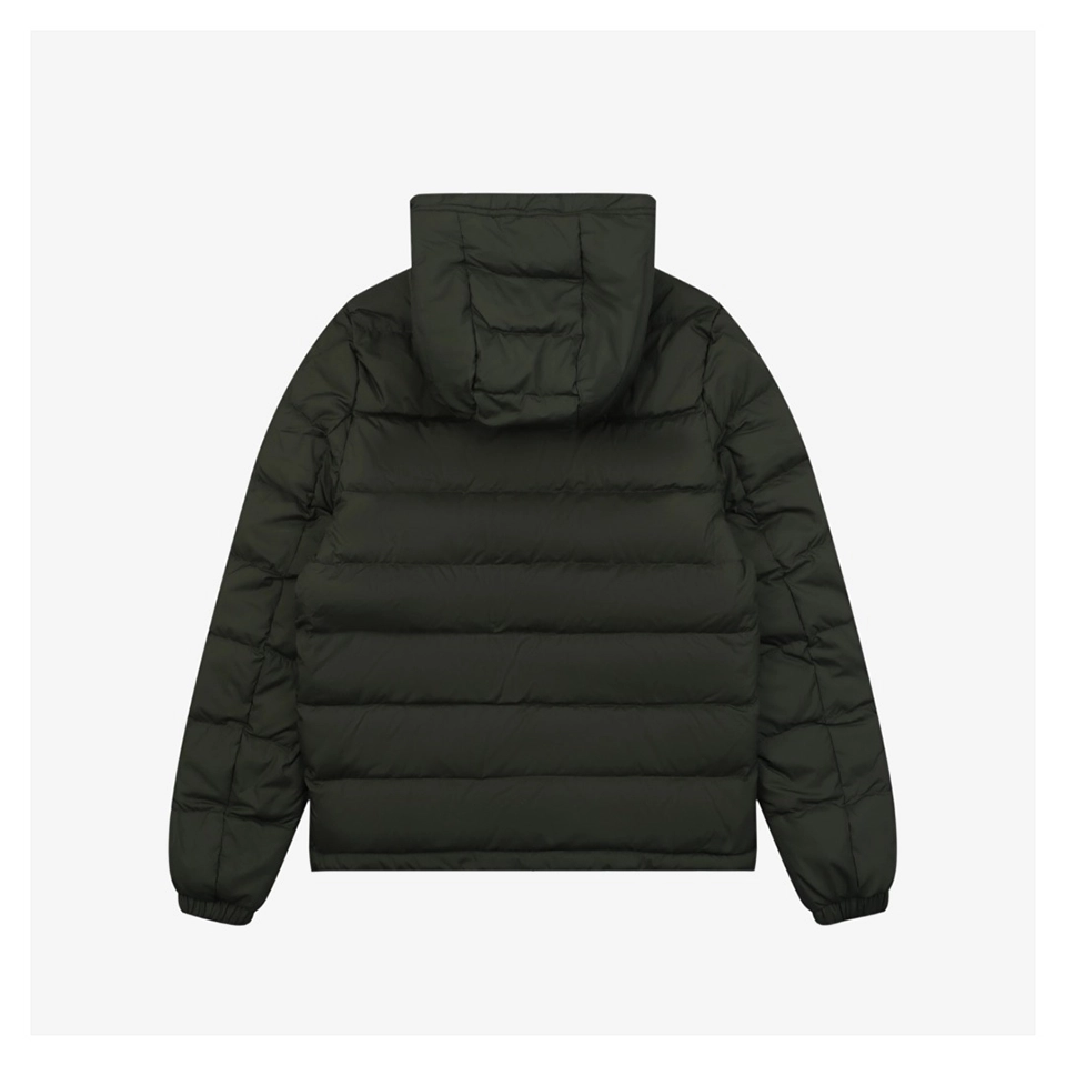 Moncler Ribbed Panel Arm Logo Hooded Down Jacket #MT-188 Green Back view