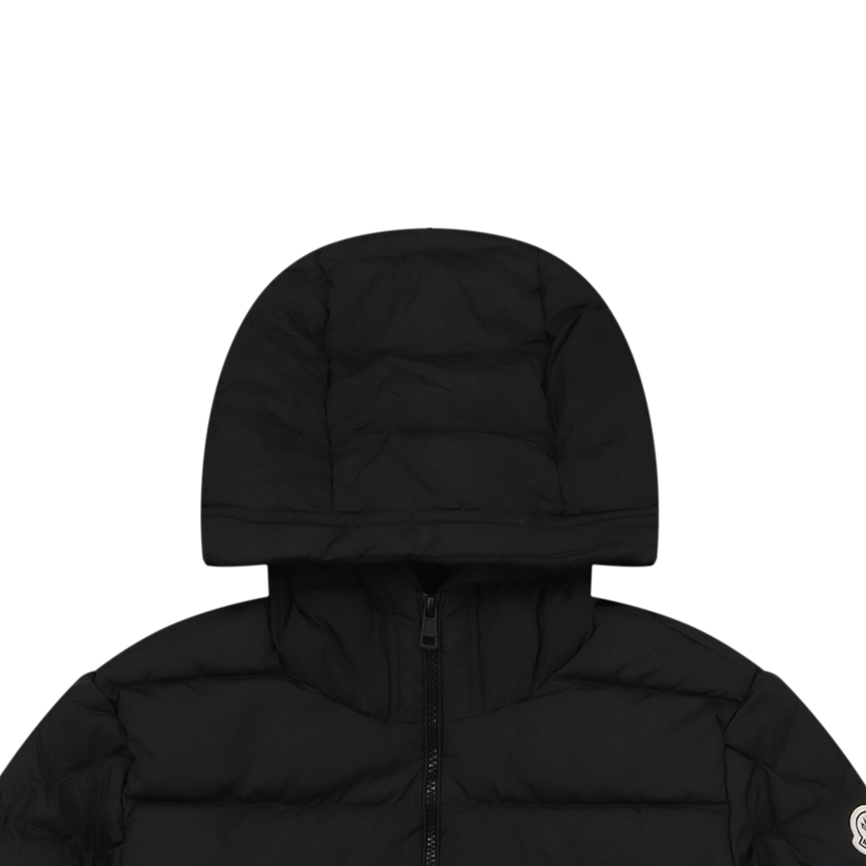 Moncler Ribbed Panel Arm Logo Hooded Down Jacket #MT-188 Black