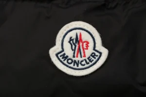 Moncler Ribbed Panel Arm Logo Hooded Down Jacket #MT-188 Black Brand label