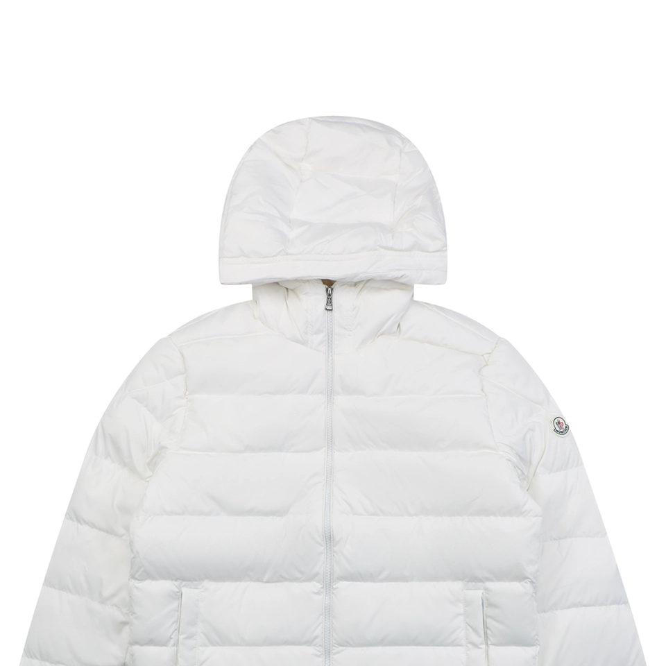 Moncler Ribbed Panel Arm Logo Hooded Down Jacket #MT-188 White
