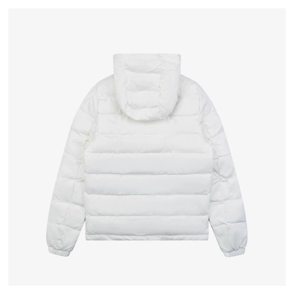 Moncler Ribbed Panel Arm Logo Hooded Down Jacket #MT-188 White Back view