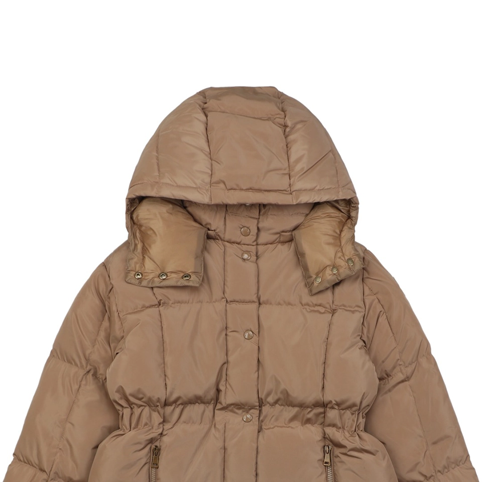 Mxxcler Agneux Square-Quilted Hooded Down Jacket #MS-776 Brown