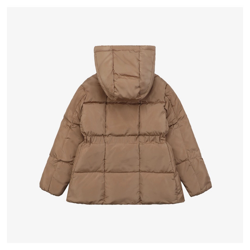 Mxxcler Agneux Square-Quilted Hooded Down Jacket #MS-776 Brown Back view