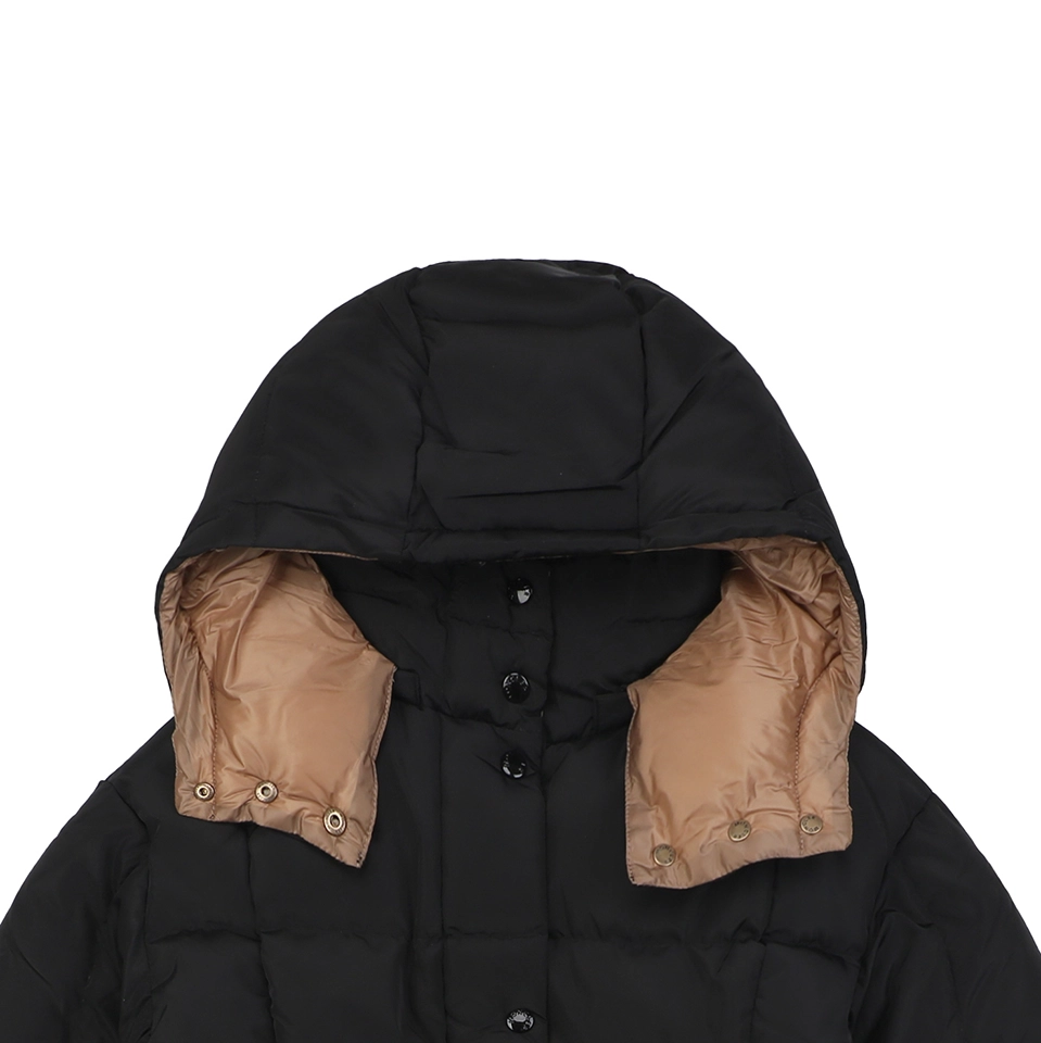 Mxxcler Agneux Square-Quilted Hooded Down Jacket #MS-776 Black