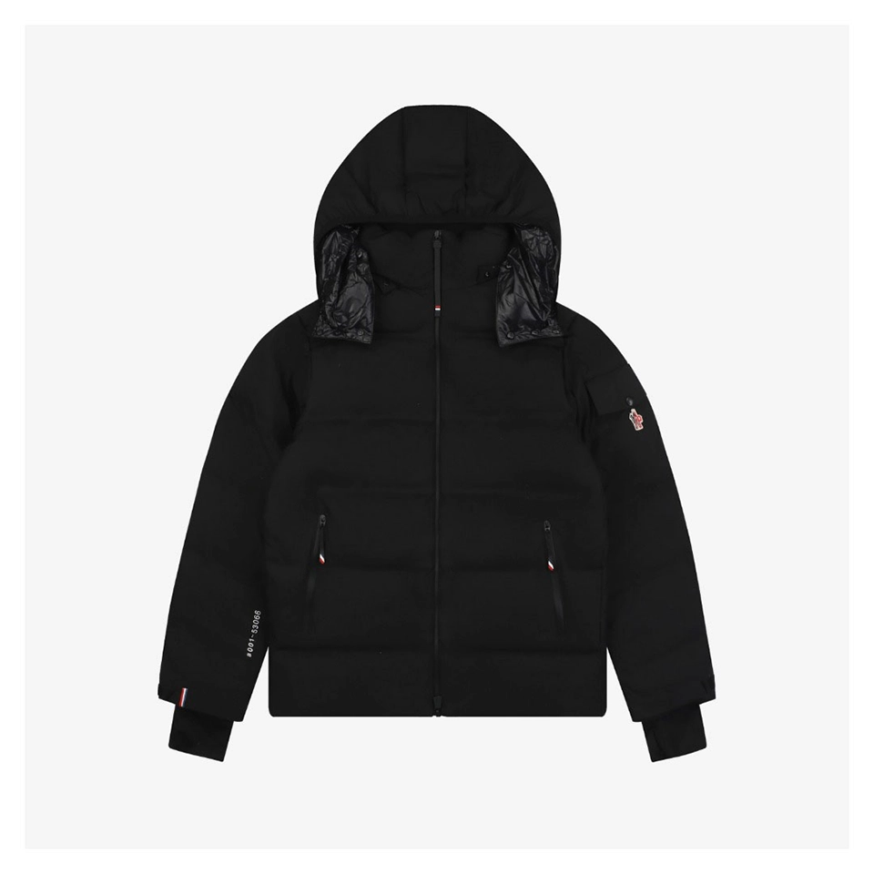 Mxxcler Arm Rooster Logo Hooded Down Jacket #2566 Black Front view