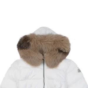Mxxcler Boedic Belted Fur-Trim Hooded Long Down Jacket White