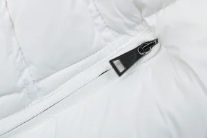 Mxxcler Boedic Belted Fur-Trim Hooded Long Down Jacket White Zipper puller