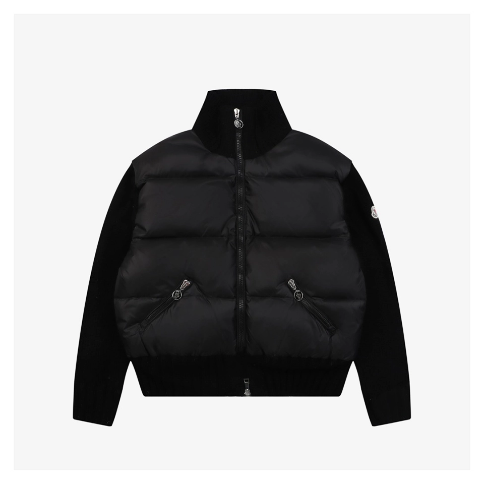 Mxxcler Four-Panel Knit Sleeve Down Jacket Black Front view