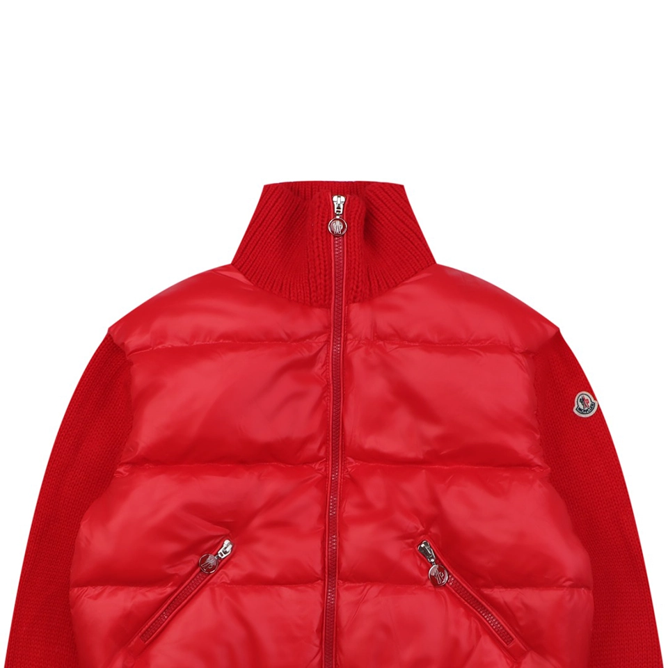 Mxxcler Four-Panel Knit Sleeve Down Jacket Red