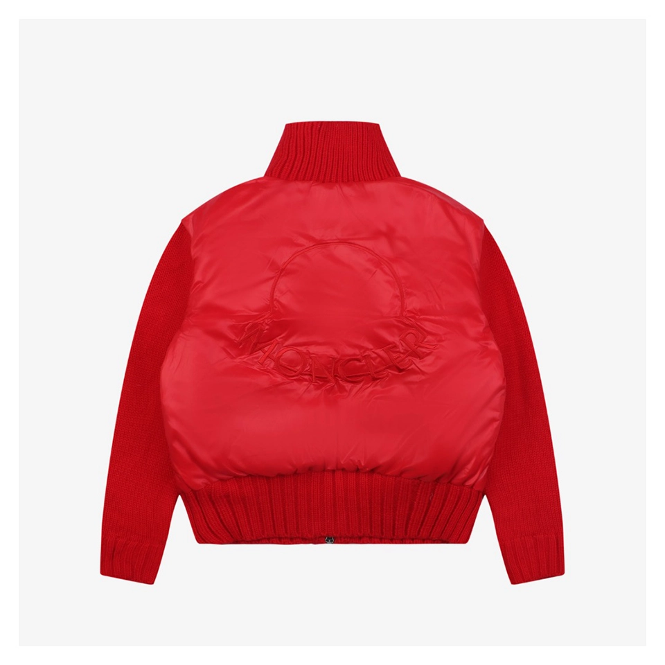 Mxxcler Four-Panel Knit Sleeve Down Jacket Red Back view