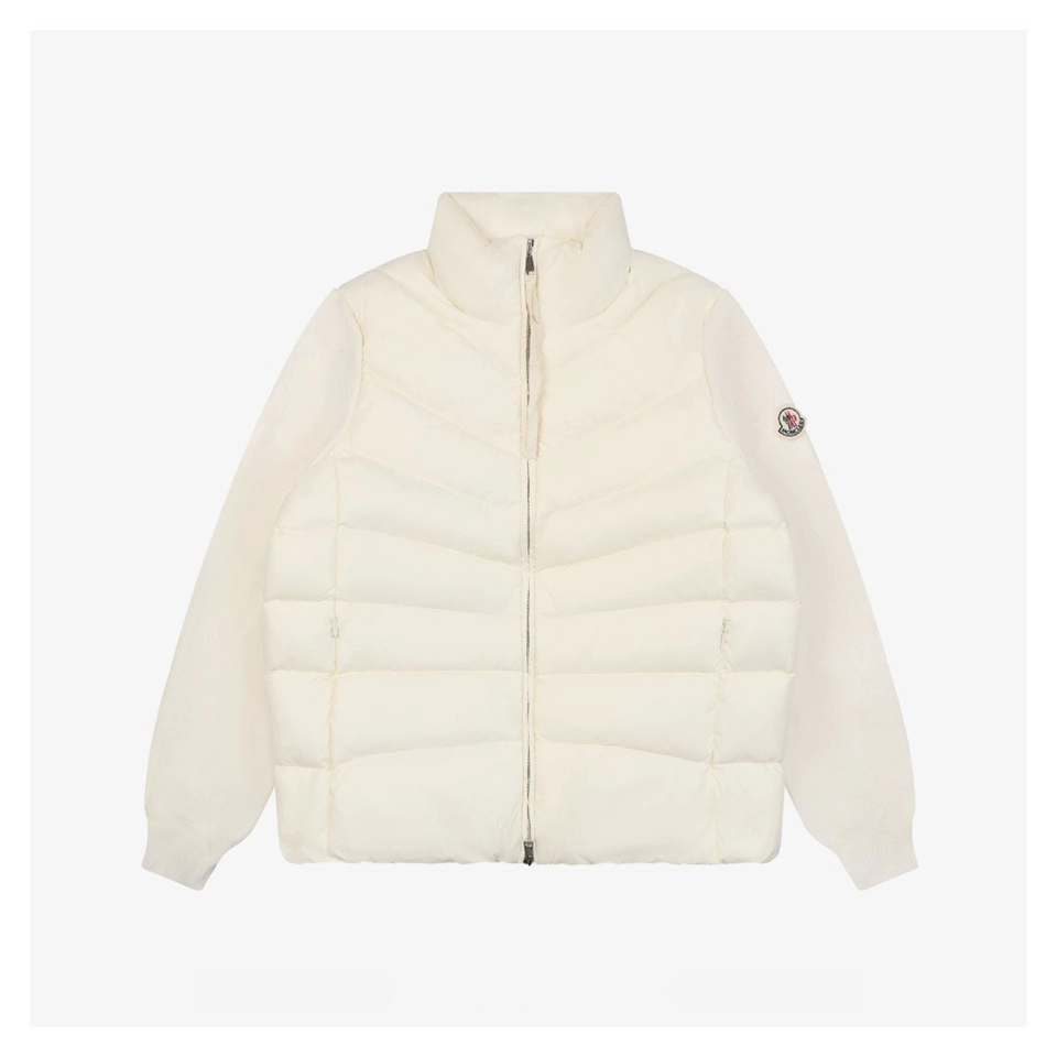 Mxxcler Irregular Panel Quilted Down Jacket White Front view