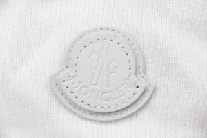 Mxxcler Leather-Trim Pocket Knit Down Jacket White brand label