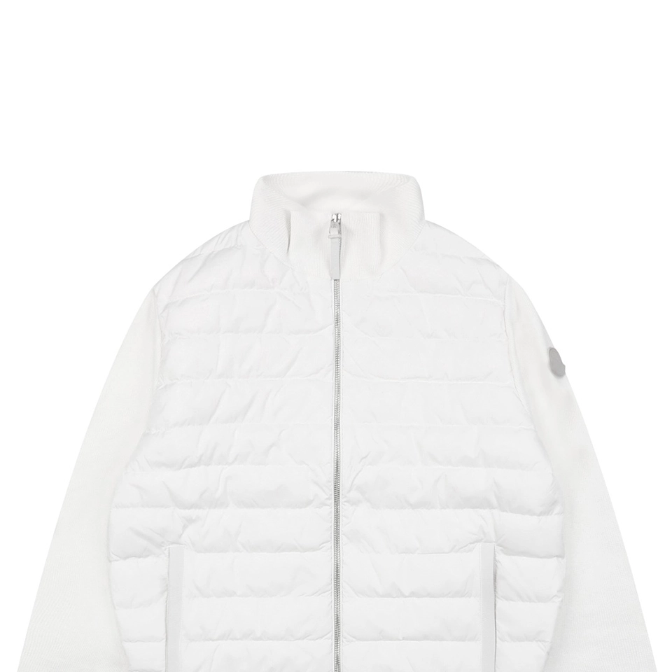 Mxxcler Leather-Trim Pocket Knit Down Jacket White