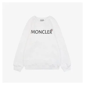 Mxxcler Logo Flocked Print Crewneck Sweatshirt White Front view