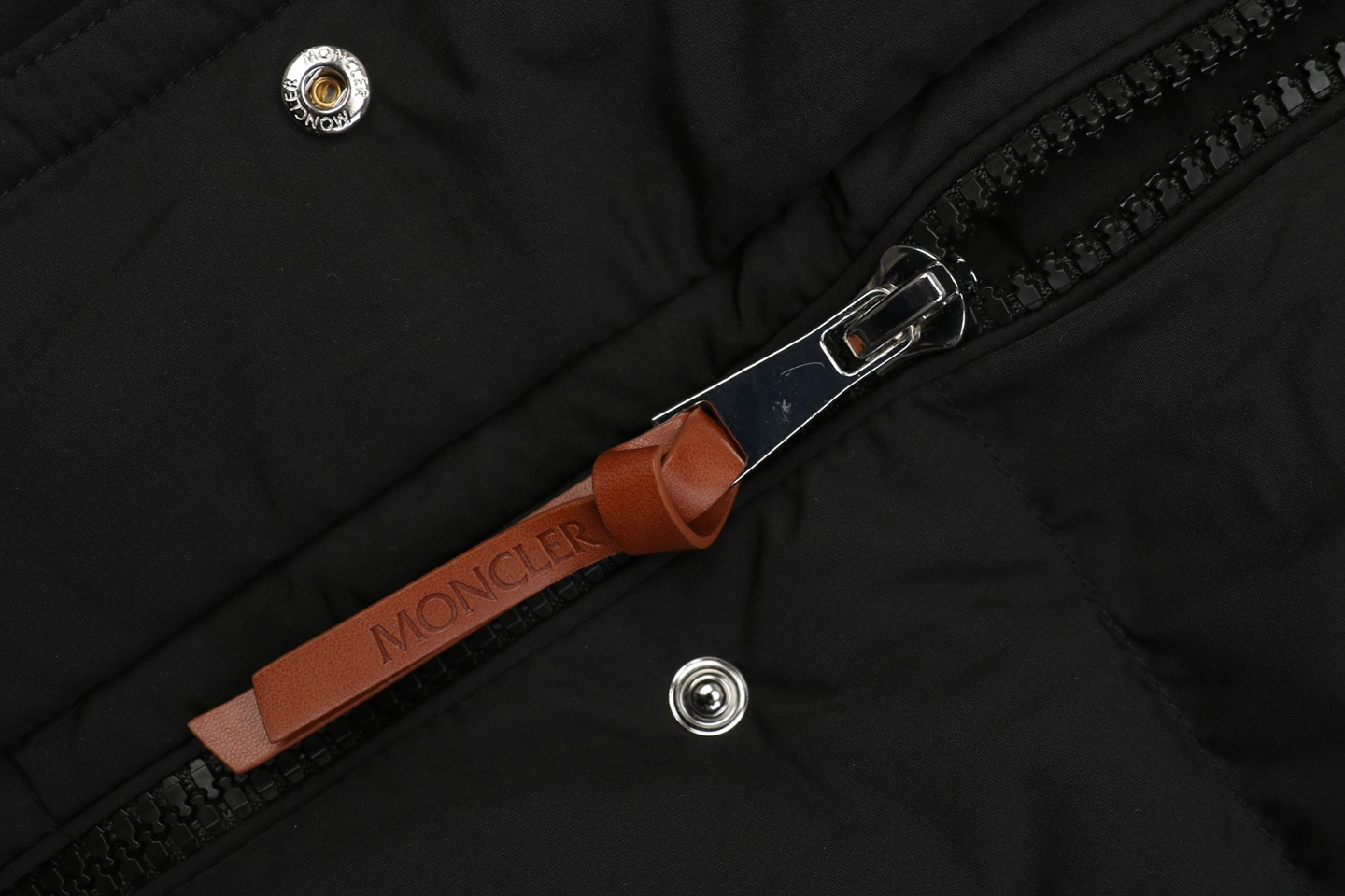 Mxxcler Long Hooded Down with Fur Trim Jacket Black Zipper puller