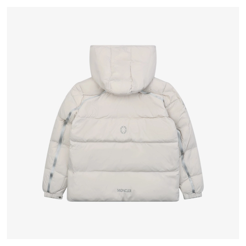 Mxxcler x 1017 ALYX 9SM Triple-Zip Hooded Down Jacket White Back view