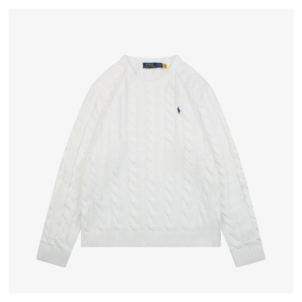 Ralph Lauren Cable-Knit Crewneck Pony Logo Sweater Front view