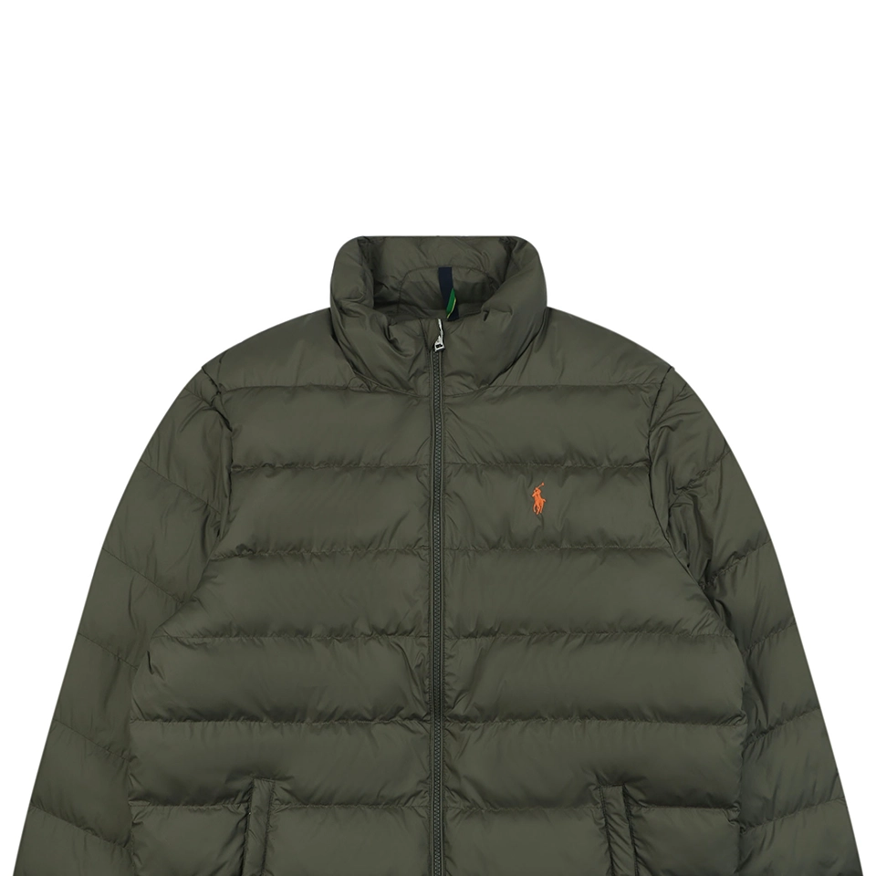Ralph Lauren Pony Logo Quilted Stand Collar Down Jacket Green