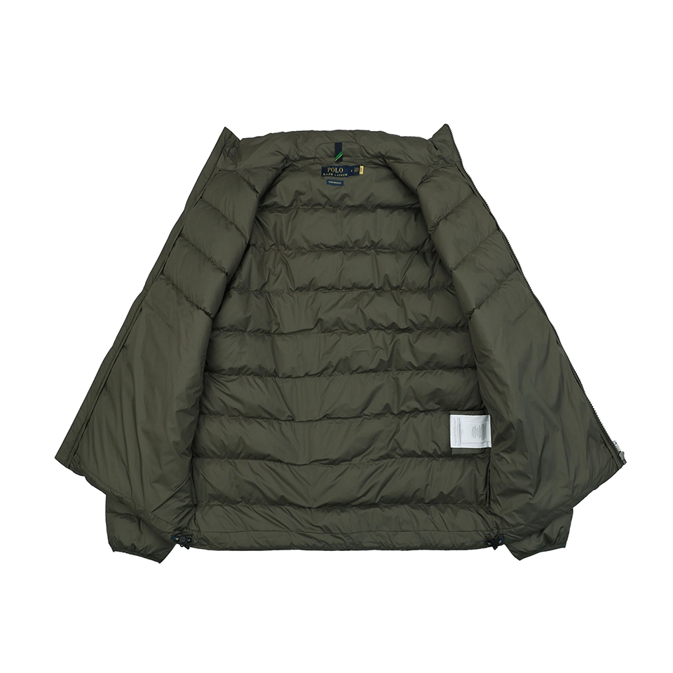 Ralph Lauren Pony Logo Quilted Stand Collar Down Jacket Green Lining