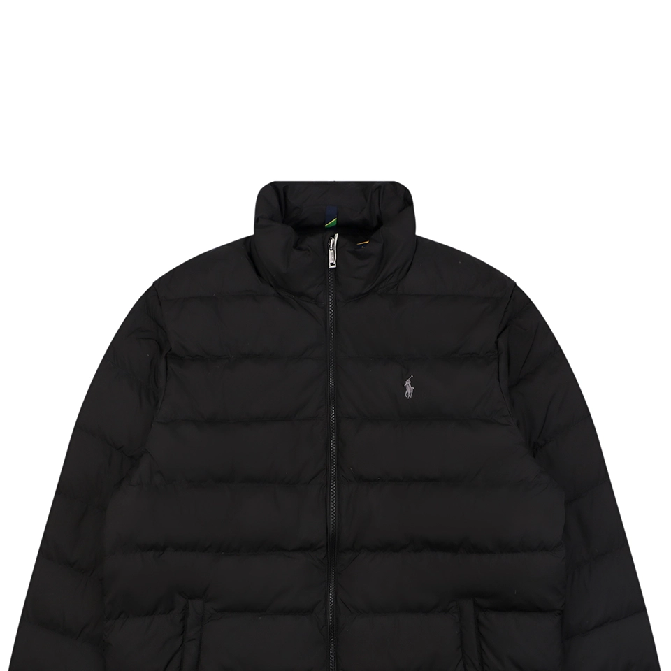 Ralph Lauren Pony Logo Quilted Stand Collar Down Jacket Black