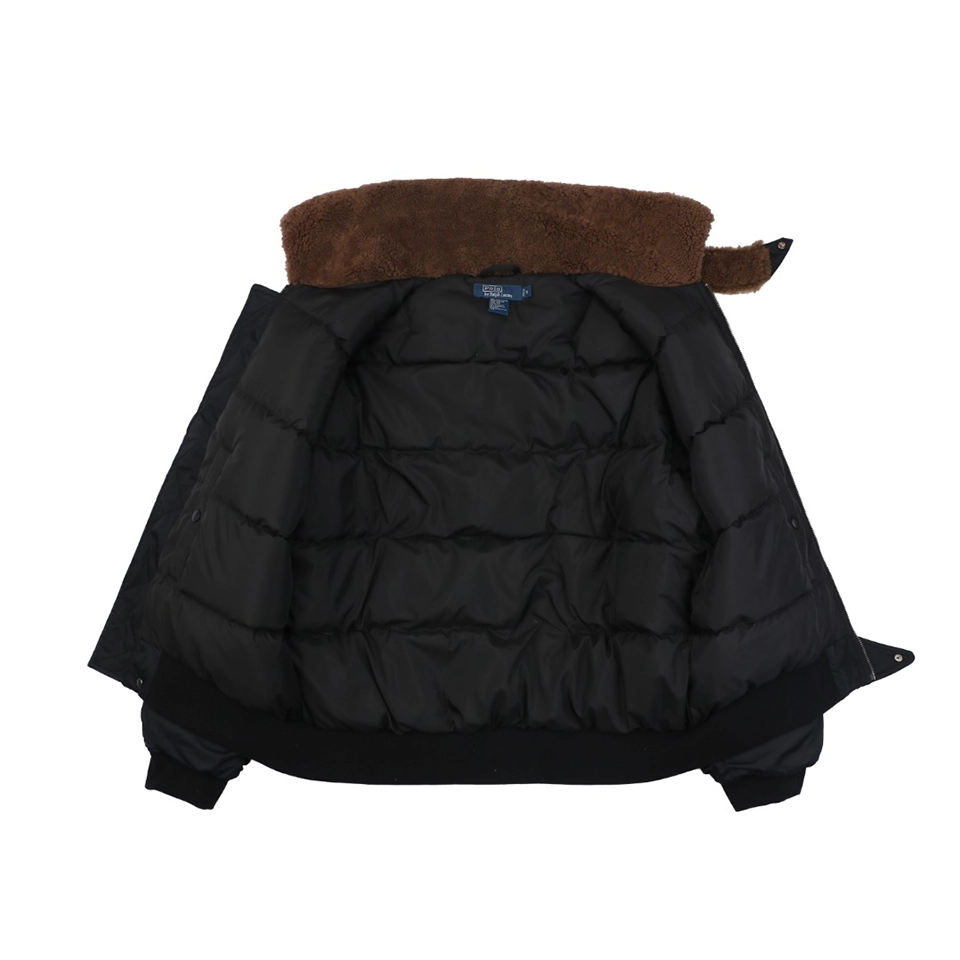 Ralph Lauren Vintage Shearling-Collar Down Flight Jacket Black Lining