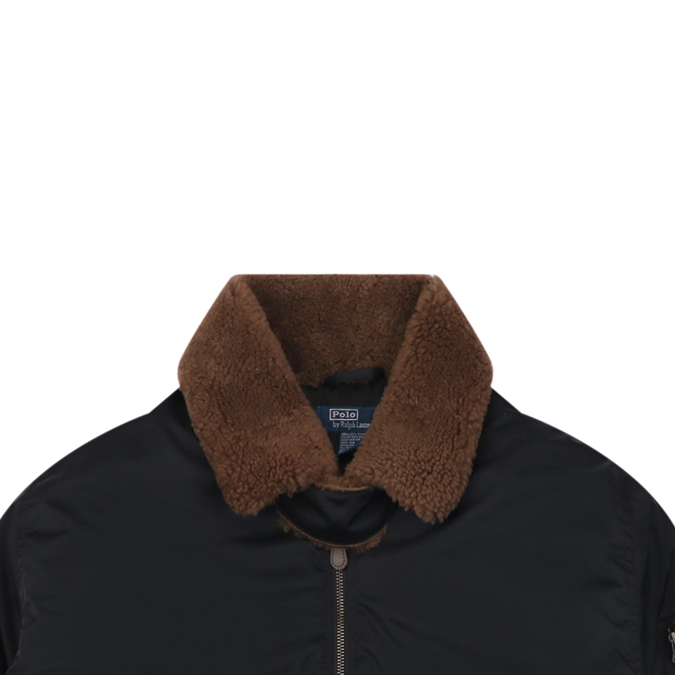 Ralph Lauren Vintage Shearling-Collar Down Flight Jacket Black