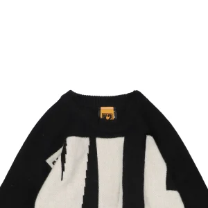 Saint Michael x KLF Intarsia Logo Distressed Wool Sweater